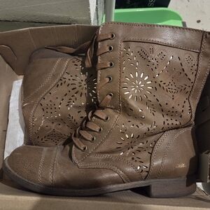 Brown Lace-Up Ankle Boots